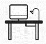 desk and computer icon 